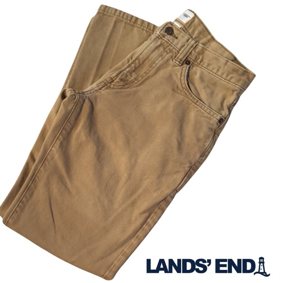 Lands' End Other - Lands' End Canvas Work Wear 100% Cotton Golden Tan Jeans 29 X 30 808 Slim Khaki